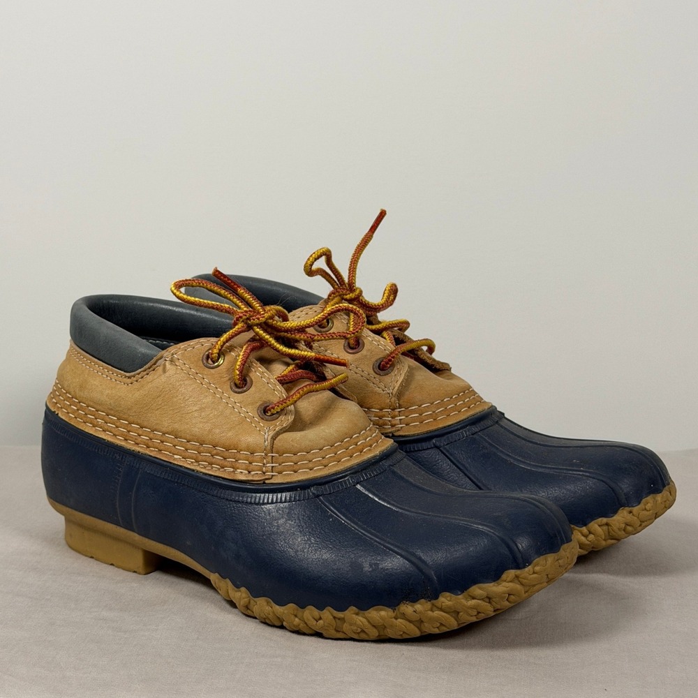 Vintage L.L. Bean Boots Duck Gumshoe Womens 7 Navy Blue Low Top Rain Shoes